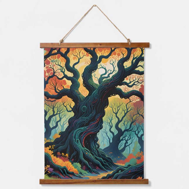 Abstract Mystical Trees Hanging Tapestry (Front)