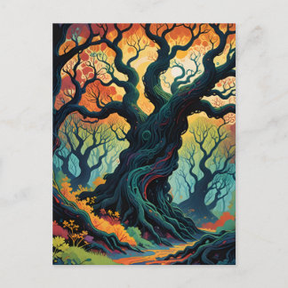Abstract Mystical Trees Holiday Postcard