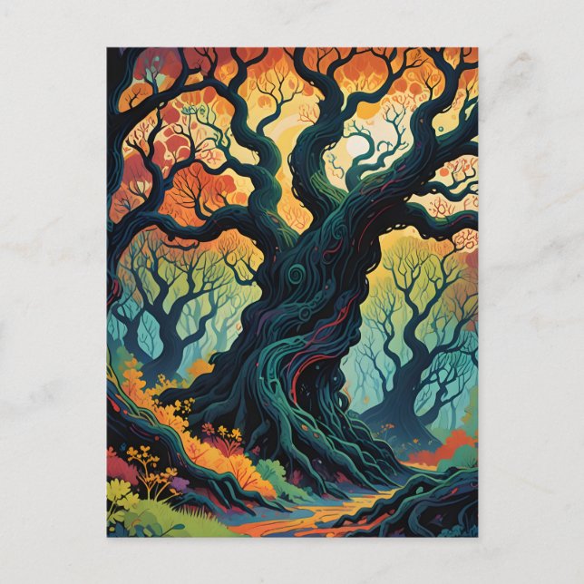 Abstract Mystical Trees Postcard (Front)