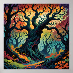 Abstract Mystical Trees Poster