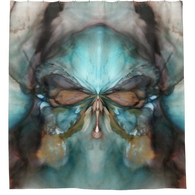 Abstract Native American Viking Mask Skull Shower Curtain (Front)