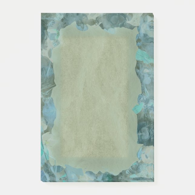 Abstract natural object border in blue & tan write post-it notes (Front)