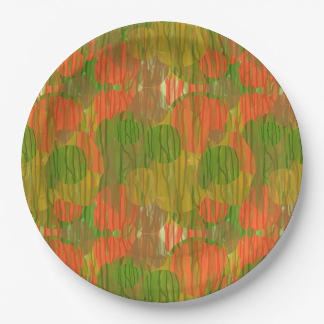 Abstract nature camouflage pattern paper plate (Front)