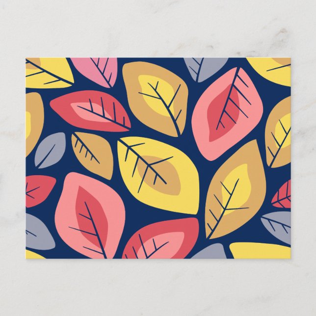 Abstract Nature Colored Leaves Holiday Postcard (Front)