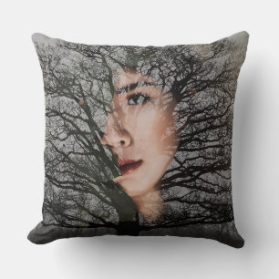 Abstract Nature Face Pillow 