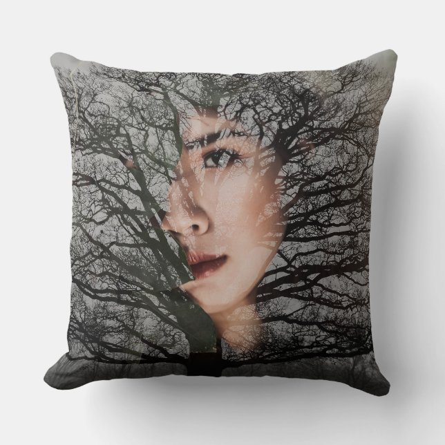 Abstract Nature Face Pillow  (Front)