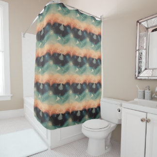 Abstract Nature: Minimalist Lotus & Bird Design Shower Curtain