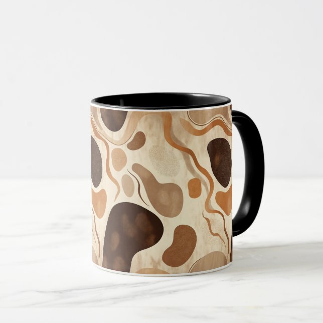 Abstract Nature Motif Mug – Soft Organic Elements (Front Right)