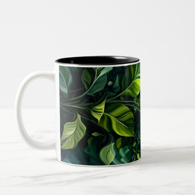 Abstract Nature Plant Oil Painting Graphic Art Two-Tone Coffee Mug (Left)