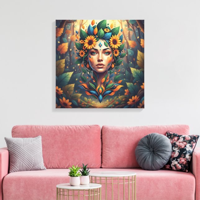 Abstract Nature Spirit Woman Art Canvas Print (Insitu(LivingRoom))