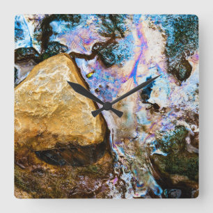 abstract nature still water square wall clock