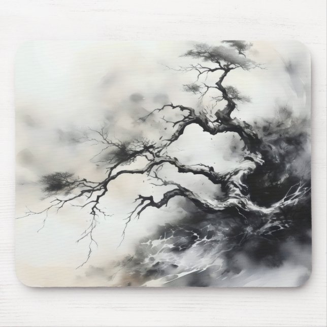 Abstract Nature Tree Ink Painting Mouse Mat (Front)