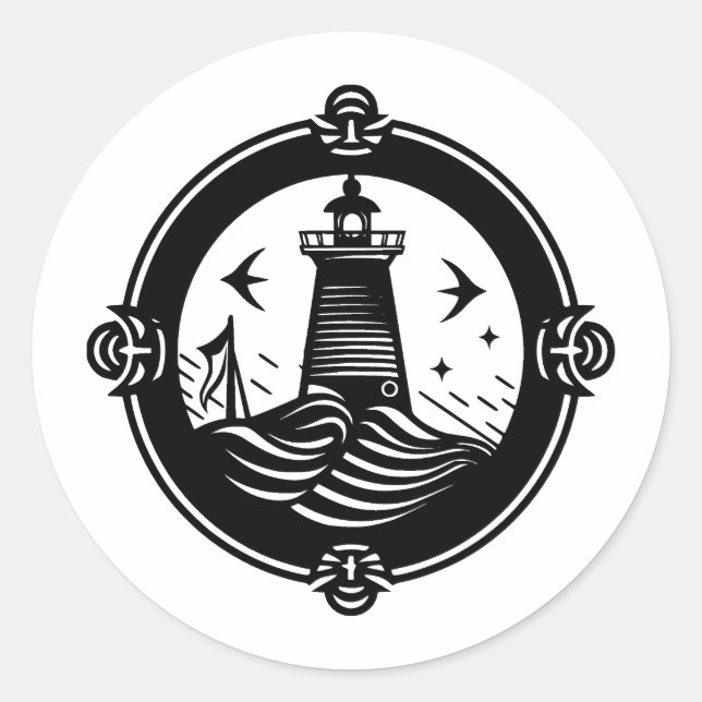 Abstract Nautical: A Minimalist Approach Classic Round Sticker (Front)