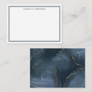 Abstract Navy Blue Gold Glitter Personalised Card