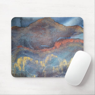 Abstract Navy Blue Gold Watercolor Elegant Modern Mouse Mat
