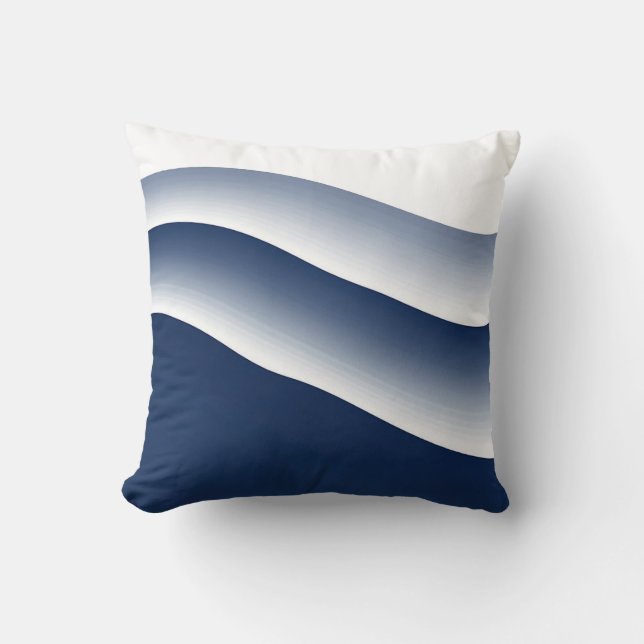 Abstract Navy Blue Ocean Waves Cushion (Front)