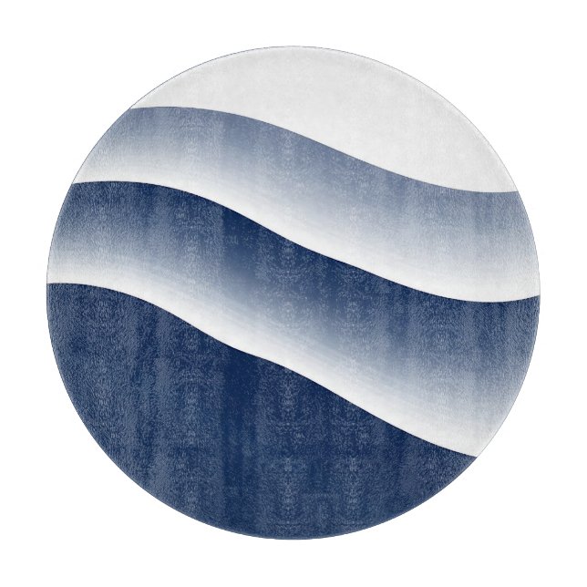 Abstract Navy Blue Ocean Waves Cutting Board (Front)