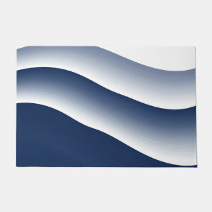 Abstract Navy Blue Ocean Waves Doormat