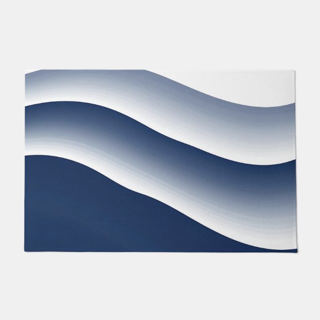 Abstract Navy Blue Ocean Waves Doormat (Front)