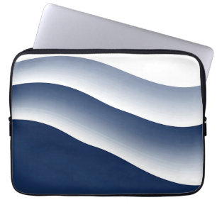 Abstract Navy Blue Ocean Waves Laptop Sleeve