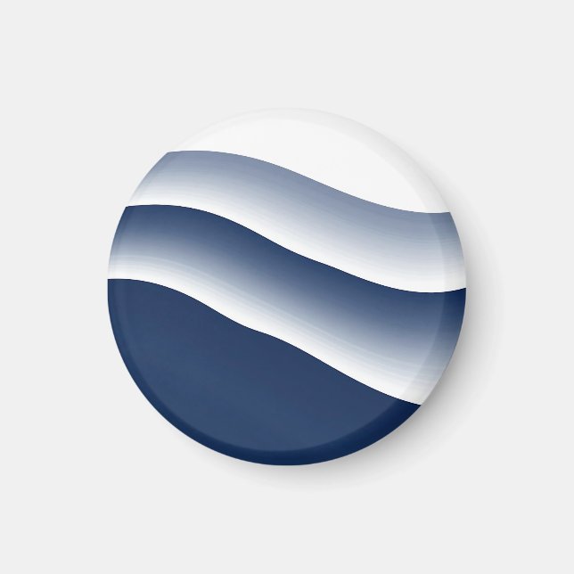 Abstract Navy Blue Ocean Waves Magnet (Front)