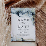 Abstract Navy Celestial Save the Date Card<br><div class="desc">This abstract navy celestial save the date card is perfect for a modern wedding. The moody and elegant design features dark navy blue and a dusty slate blue watercolor with splashes of gold glitter,  creating an outer space and the night sky feel.</div>