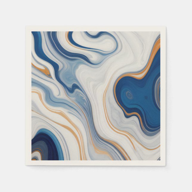 Abstract Navy Marble Design Napkin (Front)