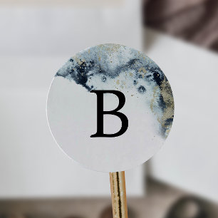 Abstract Navy Monogram Wedding Envelope Seals