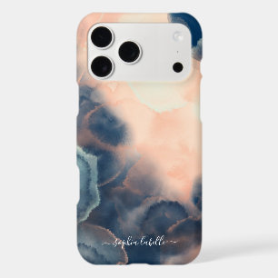 Abstract Navy, Pink & Mint Watercolor Agate Name