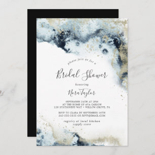 Abstract Navy Watercolor Bridal Shower Invitation