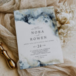 Abstract Navy Watercolor Casual Wedding Invitation<br><div class="desc">This abstract navy watercolor casual wedding invitation is perfect for a modern wedding. The moody and elegant design features dark navy blue and a dusty slate blue watercolor with splashes of gold glitter,  creating an outer space and the night sky feel.</div>