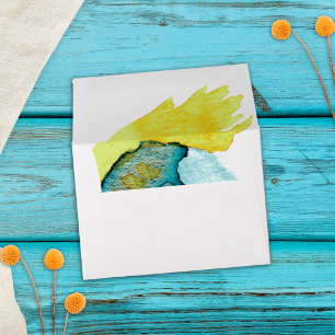 Abstract Navy Watercolor Unique Wedding Invitation Envelope