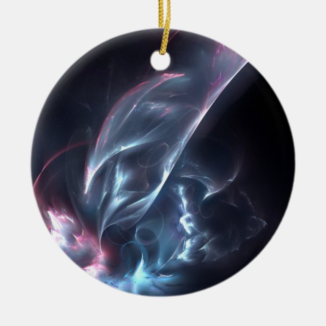 Abstract Nebula Blue and Purple Ceramic Tree Decoration (Front)