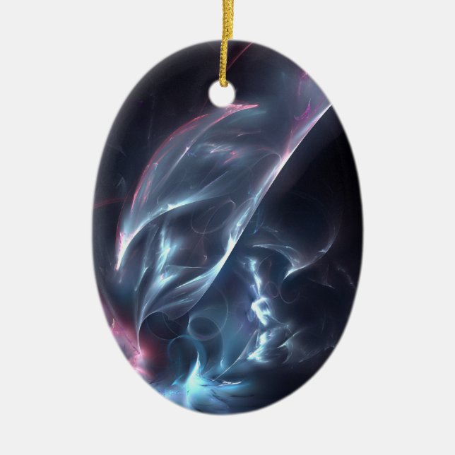 Abstract Nebula Blue and Purple Ceramic Tree Decoration (Front)