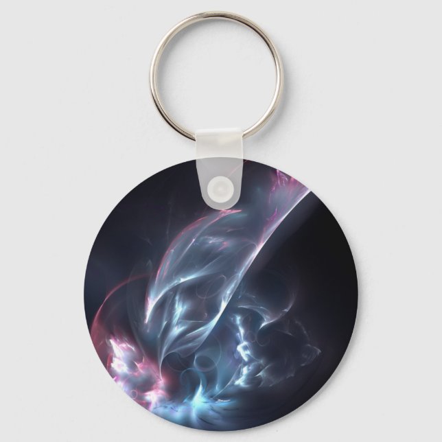 Abstract Nebula Blue and Purple Key Ring (Front)