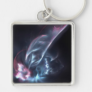 Abstract Nebula Blue and Purple Key Ring