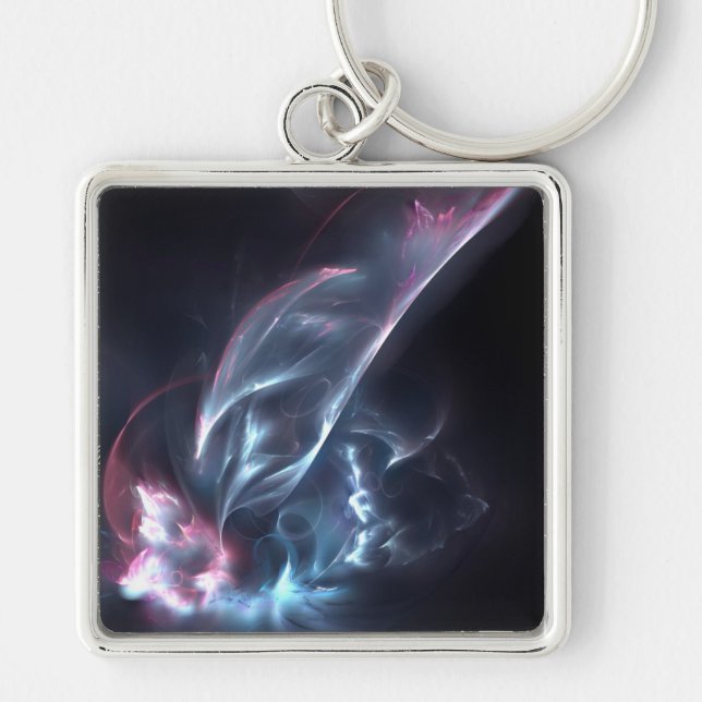 Abstract Nebula Blue and Purple Key Ring (Front)
