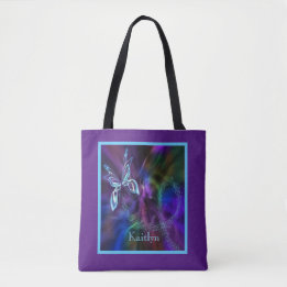 Abstract Neon Blue Purple Bright Butterfly Tote