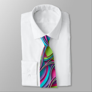 Abstract Neon Brain Network Vibrant Neck Tie