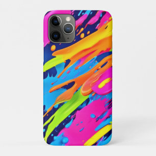 Abstract Neon Brushstrokes Splash Art iPhone 11 Pro Case