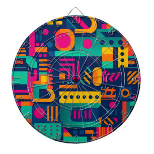 Abstract neon colours and geometric bohemian shape dartboard