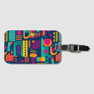 Abstract neon colours and geometric bohemian shape luggage tag