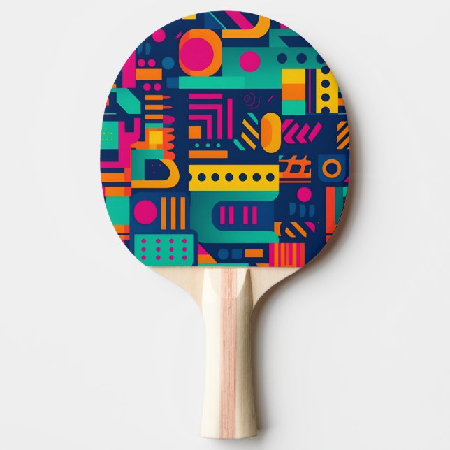 Abstract neon colours and geometric bohemian shape ping pong paddle (Front)