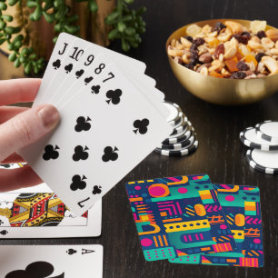 Abstract neon colours and geometric bohemian shape playing cards