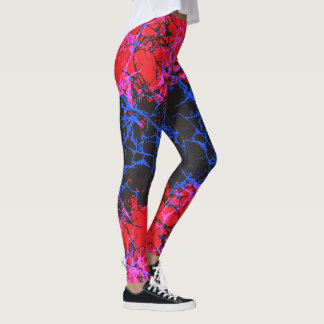 Abstract Neon Cracked Earth Pattern Leggings