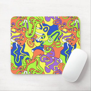 Abstract Neon Doodle Maze Pattern Mouse Mat
