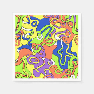 Abstract Neon Doodle Maze Pattern Napkin