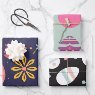 Abstract Neon Easter Egg Wrap Wrapping Paper Sheet