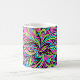 Abstract Neon Floral Bouquet Coffee Mug