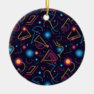 Abstract neon geometric shapes design ceramic tree decoration